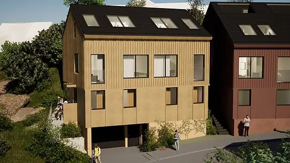 Nedkjøring til garasje. Det medfølger 1 p-plass til alle boliger med unntak av 2-romsleilighetene.