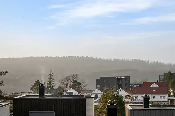 Trivelig utsyn over hustakene!