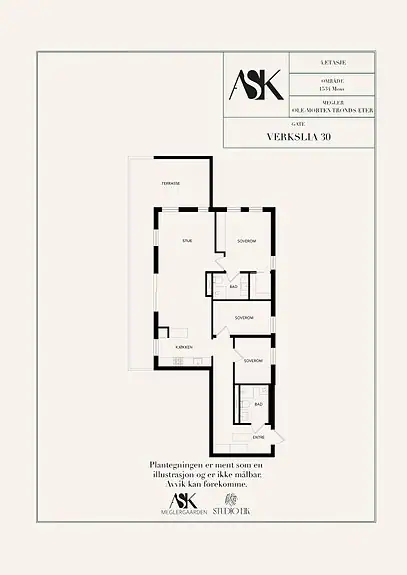 Planskisse - en innholdsrik leilighet på 97 kvm