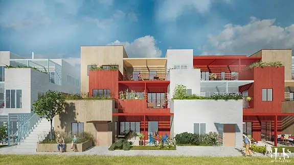 Solrikt beliggende, med unik arkitektur og med romslige, egne uteplasser!