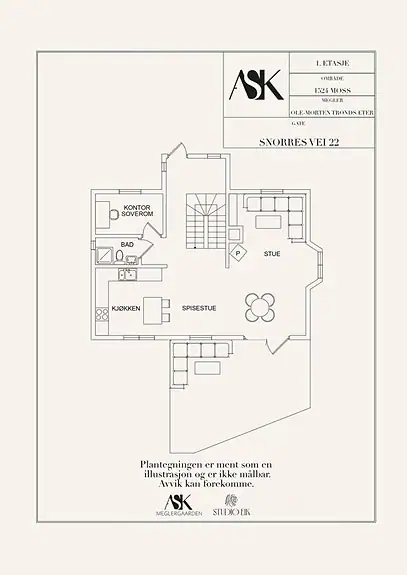 Planskisse 1. etasje - den sosiale delen