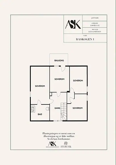 Plantegning 2. etasje - den private delen av boligen