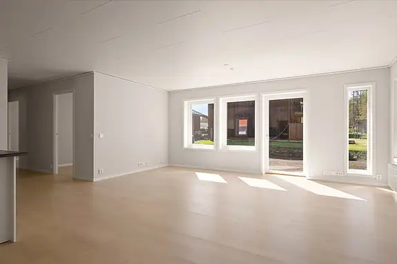 Et ekstra soverom er blitt lagt til men stuen har fortsatt en stor og flott romfølelse