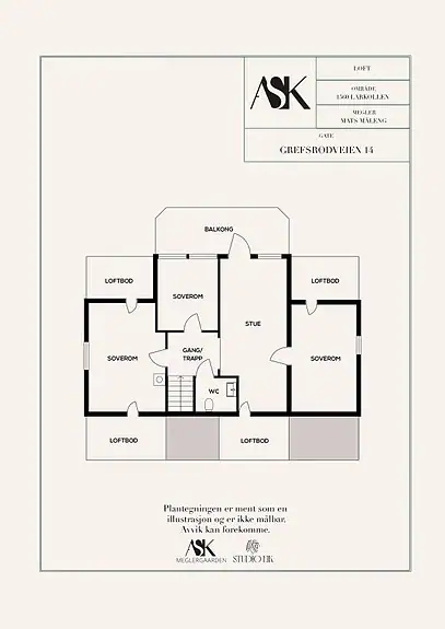 Planskisse 2. etasje - en god familieløsning med soverom og ekstra stue samlet på ett plan