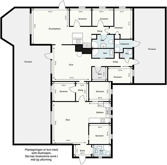 Planskisse - en svært innholdsrik planløsning med plass til hele familien