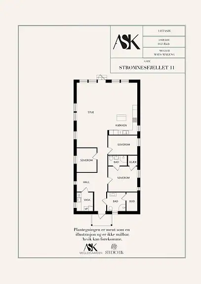 Planskisse - en innholdsrik enebolig med alt på et plan