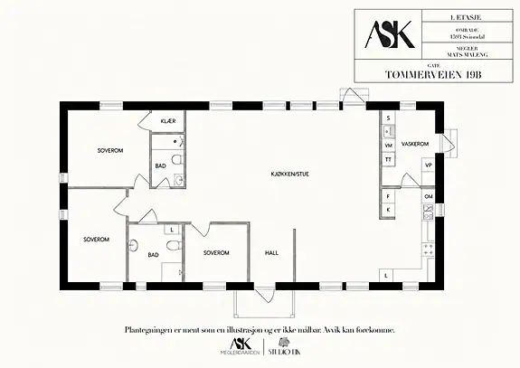 Plantegning - en innholdsrik 1. etasje